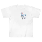 ko_858585のウサギ猫：ブルー Heavyweight T-Shirt