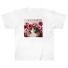 Y m @Y's shopの猫とダリア ヘビーウェイトTシャツ