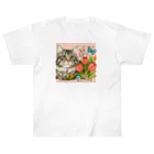 Y m @Y's shopの猫とチューリップ Heavyweight T-Shirt