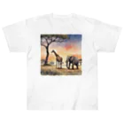 かるるんショップのサバンナのとある日の風景　シリーズ　凸凹コンビ Heavyweight T-Shirt