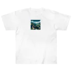 Pixel Art Goodsの万里の長城（pixel art） Heavyweight T-Shirt