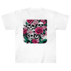 ピンクリボンの薔薇髑髏01 Heavyweight T-Shirt