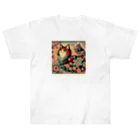 chaochao0701の浮世絵風　カラフル猫「Ukiyo-e-style Colorful Cat」「浮世绘风格的多彩猫」 Heavyweight T-Shirt