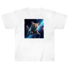 黒猫ファブリックの宇宙のキジトラ Heavyweight T-Shirt