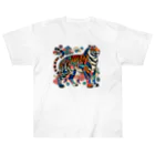 chaochao0701の浮世絵風　虎（威風堂々）"Ukiyo-e Style: Majestic Tiger" "浮世绘风格：威风凛凛的虎" Heavyweight T-Shirt