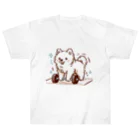 ke__to_isurugiの筋トレサモエド犬(女性向け) ヘビーウェイトTシャツ