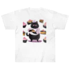 なまけものとみんなの太っちょ黒猫パティシエ Heavyweight T-Shirt