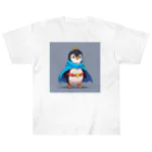 ganeshaのスーパーヒーローのマントを着たかわいいペンギン ヘビーウェイトTシャツ