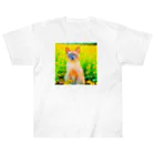 猫好きの谷の猫の水彩画/花畑のトンキニーズねこのイラスト/ポイントネコ ヘビーウェイトTシャツ