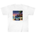 Paradise ExploreのMoonlit Palm Haven ヘビーウェイトTシャツ