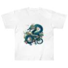 百花の碧龍 Heavyweight T-Shirt