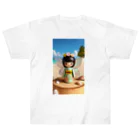 ぷぷオレンジの海の妖精こけしちゃん Heavyweight T-Shirt