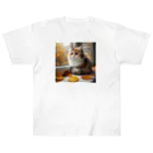 癒しの時間のかわいい三毛猫グッズ ヘビーウェイトTシャツ