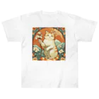 ゆまちゃんの開運雑貨屋さんの幸運を招いてない猫。花を持ってるだけよね Heavyweight T-Shirt