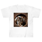 zigerparkの穴から覗く猫 ヘビーウェイトTシャツ