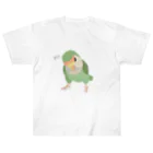 コザクラインコSHOP (kotorigoto/Lovebirdlove)のPi! コザクラインコ(シーグリーン） ヘビーウェイトTシャツ