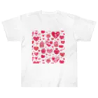 オンラインショップイエローリーフのハート　ピンク　赤　可愛い　ケーキ ヘビーウェイトTシャツ