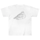 Lily bird（リリーバード）のおねんねクビワコガモ 線画 Heavyweight T-Shirt