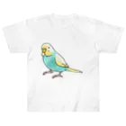 まめるりはことりのごきげんセキセイインコ【まめるりはことり】 ヘビーウェイトTシャツ