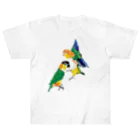 piyopiyobrandのシロハラインコたち ヘビーウェイトTシャツ