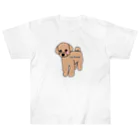 虹色PLUSの可愛いトイプードル犬 ライトブラウンカラー ヘビーウェイトTシャツ