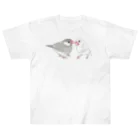 まめるりはことりの幸せ文鳥ちゃん【まめるりはことり】 ヘビーウェイトTシャツ