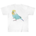 まめるりはことりの見上げるセキセイインコちゃん【まめるりはことり】 ヘビーウェイトTシャツ