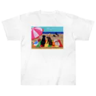 ハッピー・ラブラドールズの浜辺のラブラドール ヘビーウェイトTシャツ