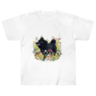 Doggie Freaksのお花畑のスキッパーキ Heavyweight T-Shirt