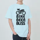 茶玄豆麦商店 with Bongole cycling TeamのBIKE BEER BLISS  ヘビーウェイトTシャツ