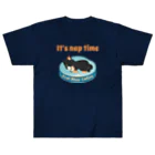 Teal Blue Coffeeのお昼寝の時間　-puppy teal- ヘビーウェイトTシャツ