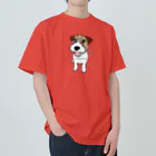 虹色PLUSのスマイル かわいいジャックラッセルテリア犬 ヘビーウェイトTシャツ