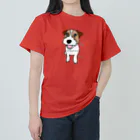 虹色PLUSのスマイル かわいいジャックラッセルテリア犬 ヘビーウェイトTシャツ