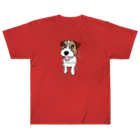 虹色PLUSのスマイル かわいいジャックラッセルテリア犬 ヘビーウェイトTシャツ