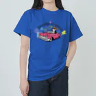 イラストカフェ（ビーグル）のドライブビーグル_レトロ☆ロゴ ヘビーウェイトTシャツ