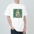 可愛い動物マトリョーシカのうさぎのマトリョーシカ（薄い深緑） Heavyweight T-Shirt