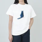 💊0-gravity💊のドット猫バックスタイル（青） ヘビーウェイトTシャツ