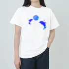始季彩＠suzuriのお月見イルカ ヘビーウェイトTシャツ