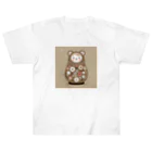 可愛い動物マトリョーシカのクマのマトリョーシカ（薄い茶色） Heavyweight T-Shirt