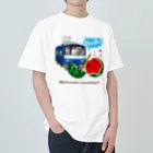 Train Kids! SOUVENIR SHOPの青い電車 「 スイカ割り 」 ヘビーウェイトTシャツ