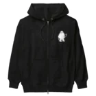 QUQU_WORKSのスノーボードを抱えるイエティ ホワイト Heavyweight Zip Hoodie