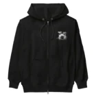 ロジローのドラム(ネコ)白 Heavyweight Zip Hoodie