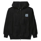 使いやすいデザインがいいね！のお花のバティック柄 ブルー Heavyweight Zip Hoodie