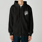 QUQU_WORKSのモヒカンスカル ホワイト Heavyweight Zip Hoodie