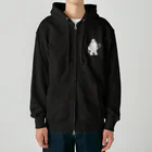 QUQU_WORKSのスノーボードを抱えるイエティ ホワイト Heavyweight Zip Hoodie