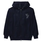 neconos Goodsのふくろねこ白プリント（ねこかもいぬかも） Heavyweight Zip Hoodie