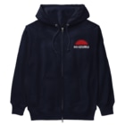 HI-IZURUのHI-IZURU（白文字）ロゴマーク　背面にいずる丸　ヘビーウェイトジップパーカー（濃色仕様） Heavyweight Zip Hoodie