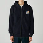 LGBTQ-のミニチュアシュナウザー　レインボー柄 Heavyweight Zip Hoodie