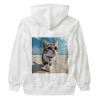 猫と紡ぐ物語の南国の海辺を歩く勇ましさに胸キュン猫 Heavyweight Zip Hoodie