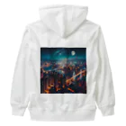 Teesignsの月夜に輝く未来都市 Heavyweight Zip Hoodie